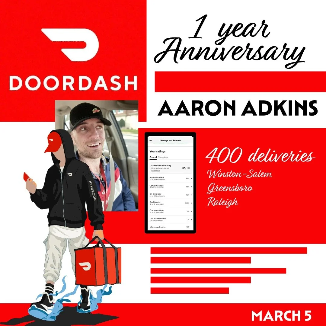 Thank you @doordash #doordashdasher #doordash #professionaldelivery #oneyearofwork