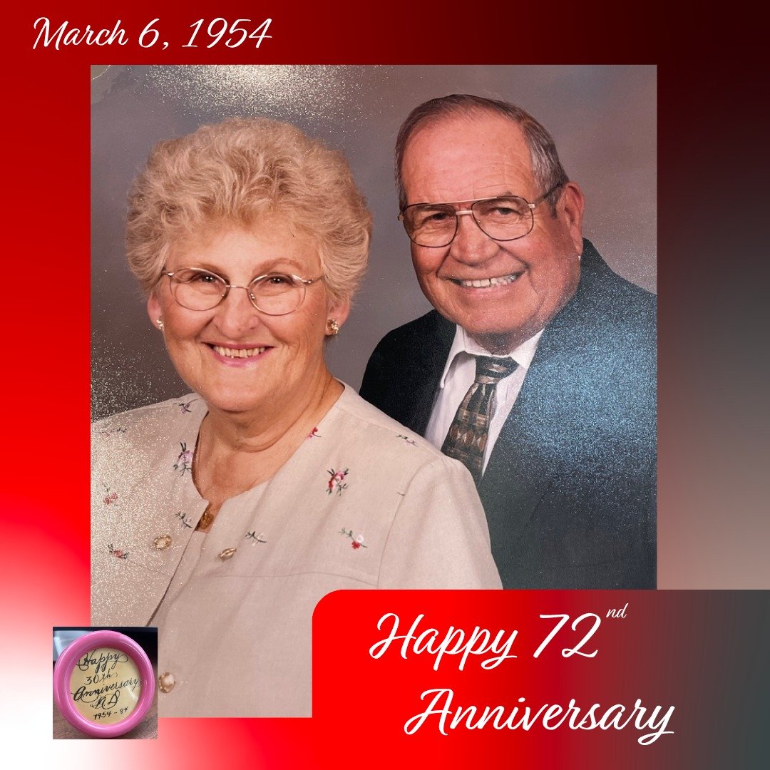 An incredible 72 years of love; ❤️ a true love amplified in your unwavering commitment to honor each other. Your marriage highlights the very best of partnership, both effortless and inspirational. Your love story began on March 6th, then followed ou