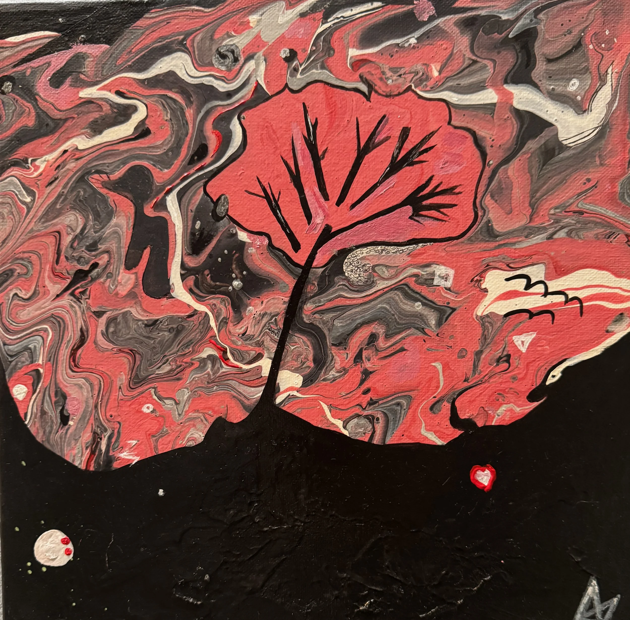 Fluid Art 'The Runner-Up' 12x12in