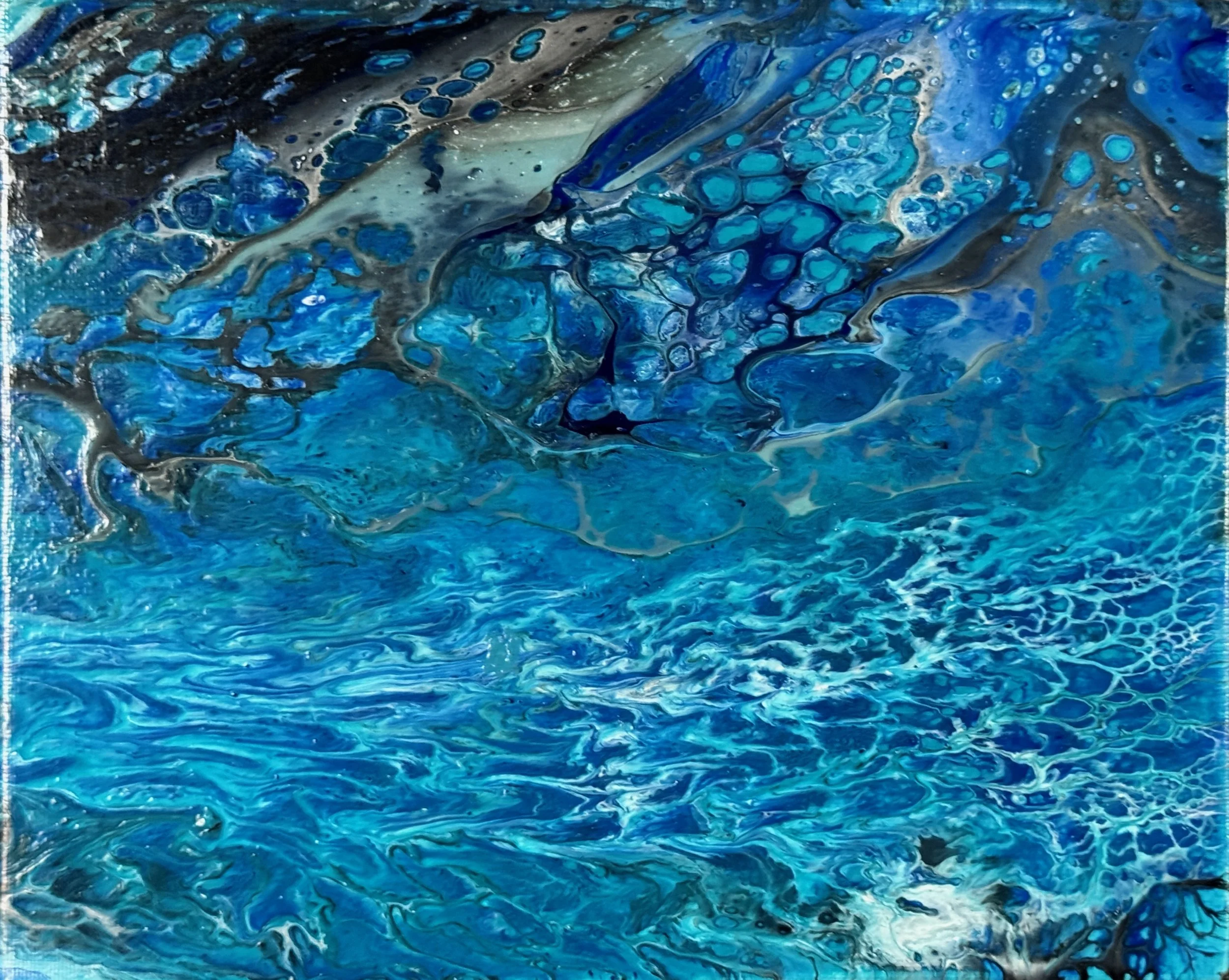 Acrylic Pour Art - 'Skull Island' 8x10in