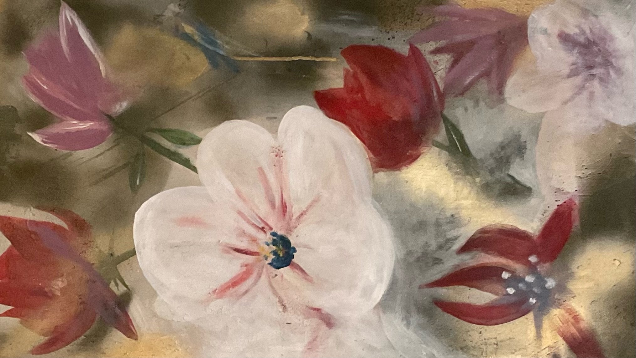 Enchanted Blooms Abstract 18x32in Painting