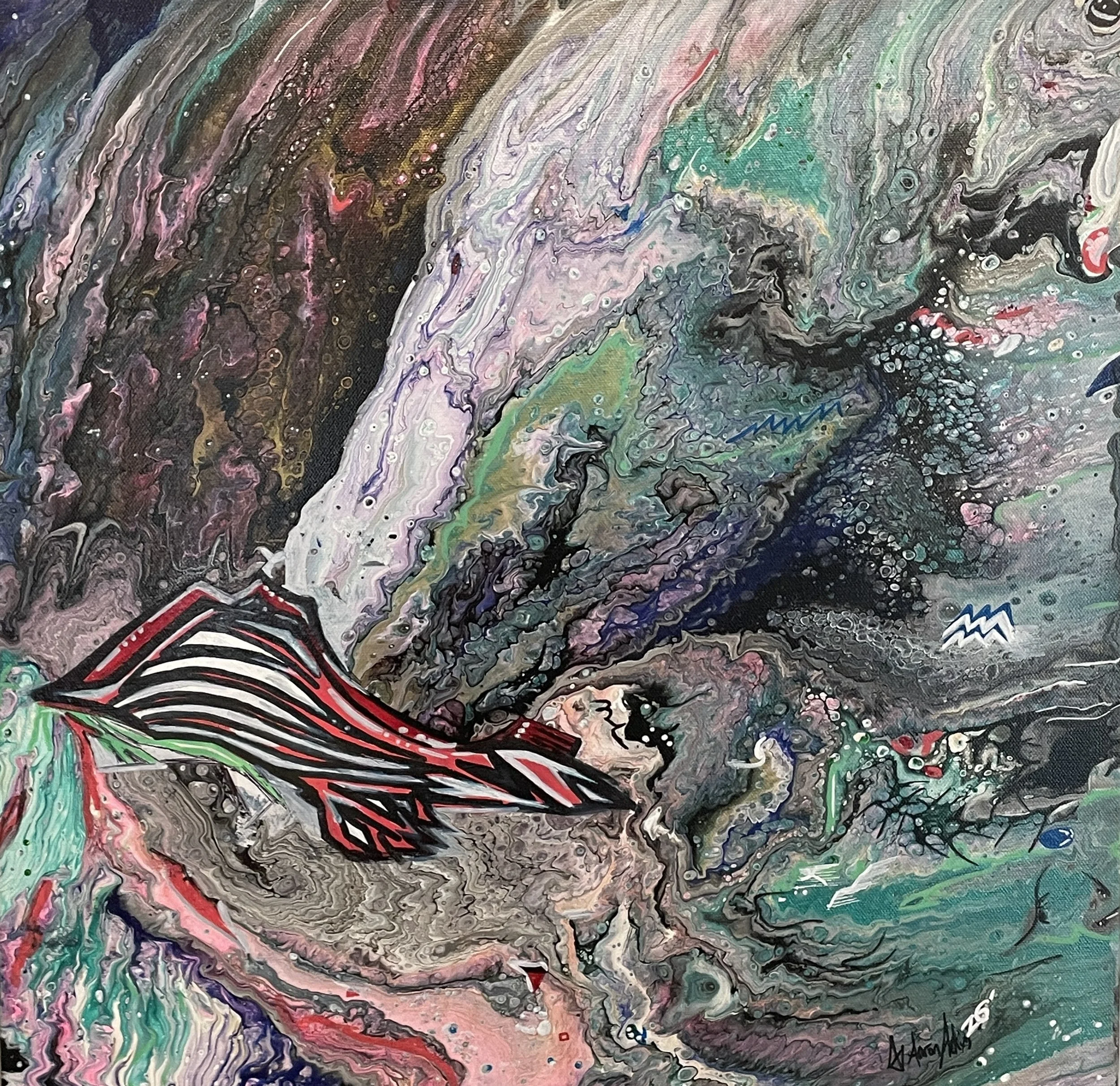 'Uranus in Aquarius' - Acrylic Pour Art in "Move On" series by Aaron Adkins