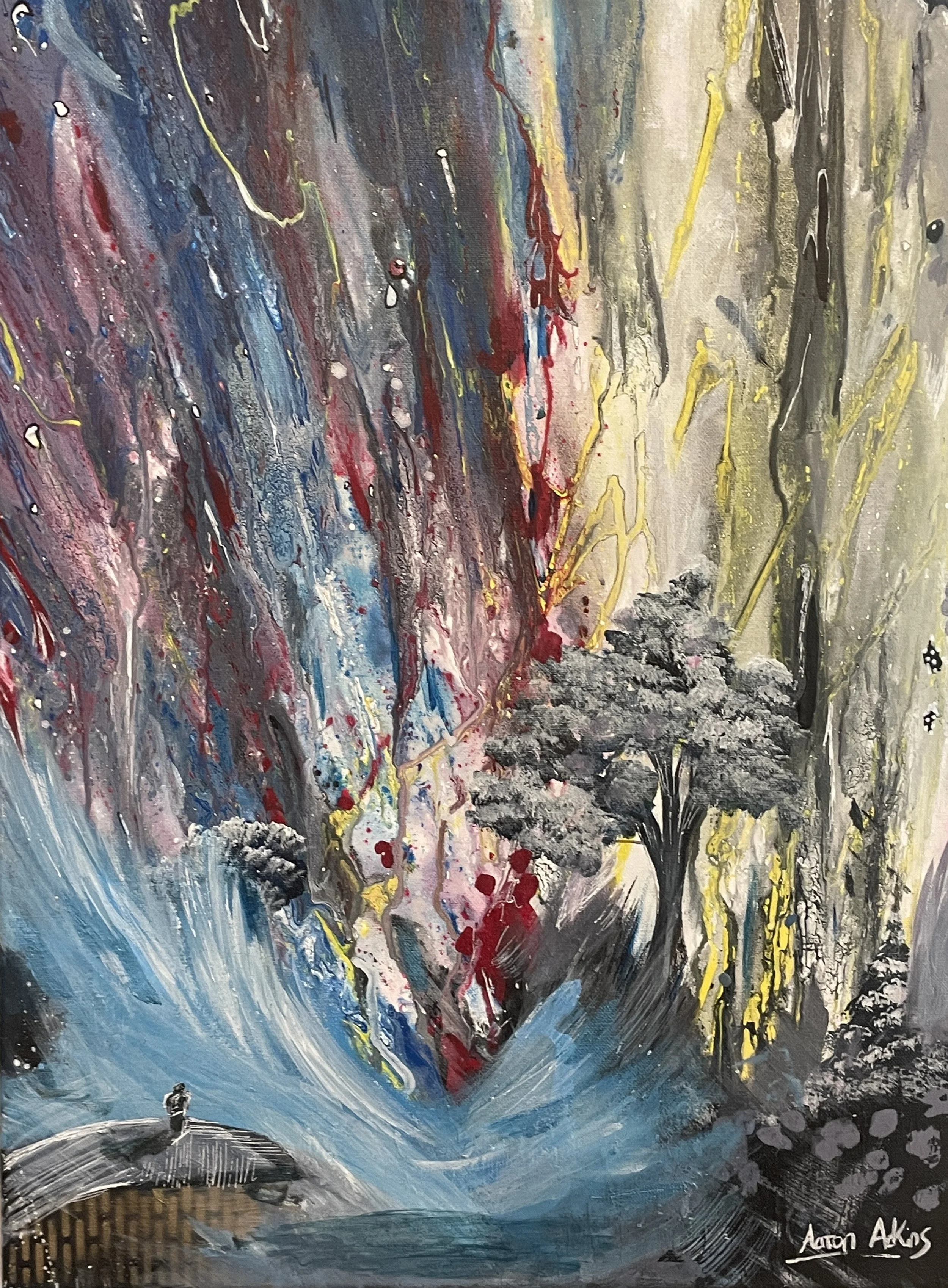 "Tree of Life" - Abstract Fluid Painting of "Move On" series by Aaron Adkins