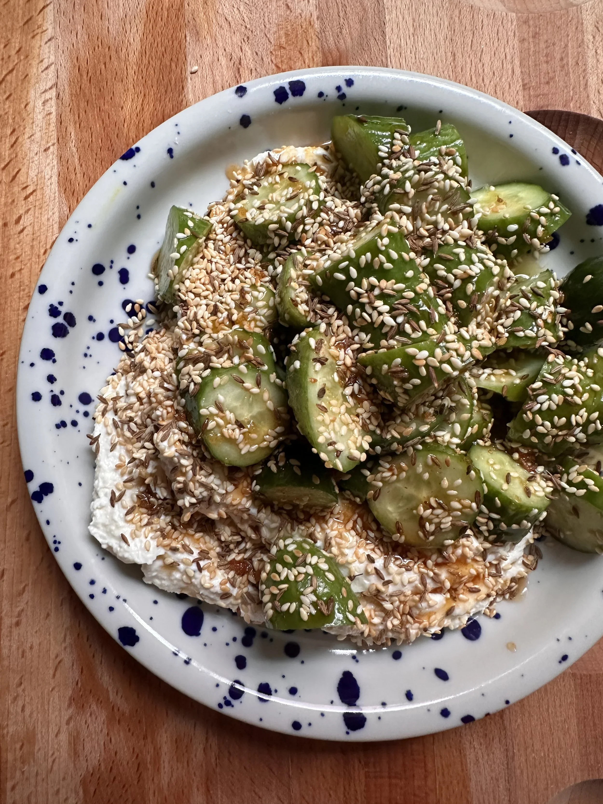 Whipped Feta Cucumber Salad with Hot Honey