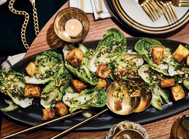 Little Gems with Sauce Gribiche and Curry Brown Butter Croutons