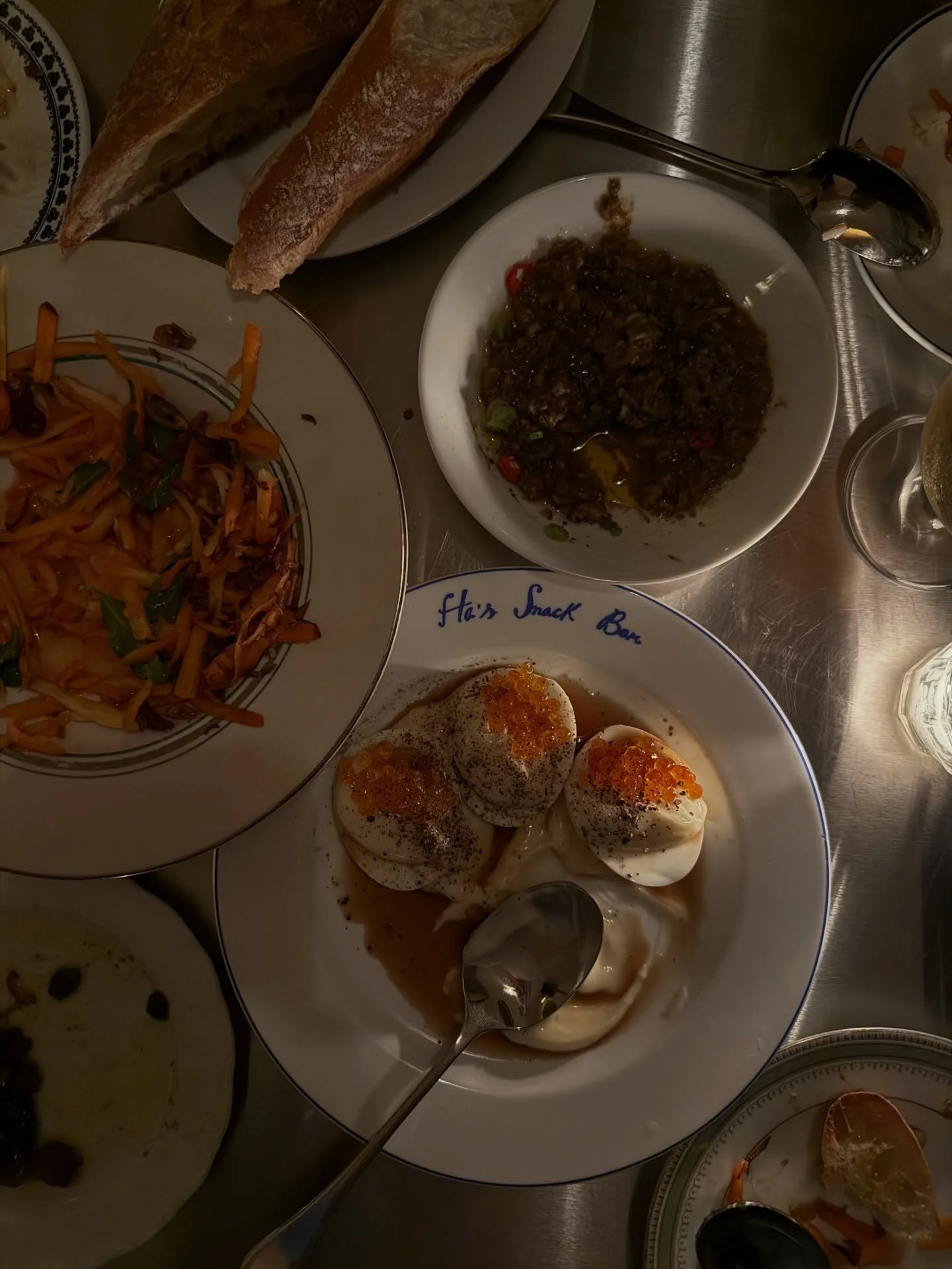 I was in nyc recently and here are some of the best things I ate! Let me know what I need to try next time! 
1. My whole meal at @has_dac_biet - but esp these eggs!
2. Chai sticky bun @libraebakery 
3. Tuna melt and matzoh ball soup @sandplunch 
4.  