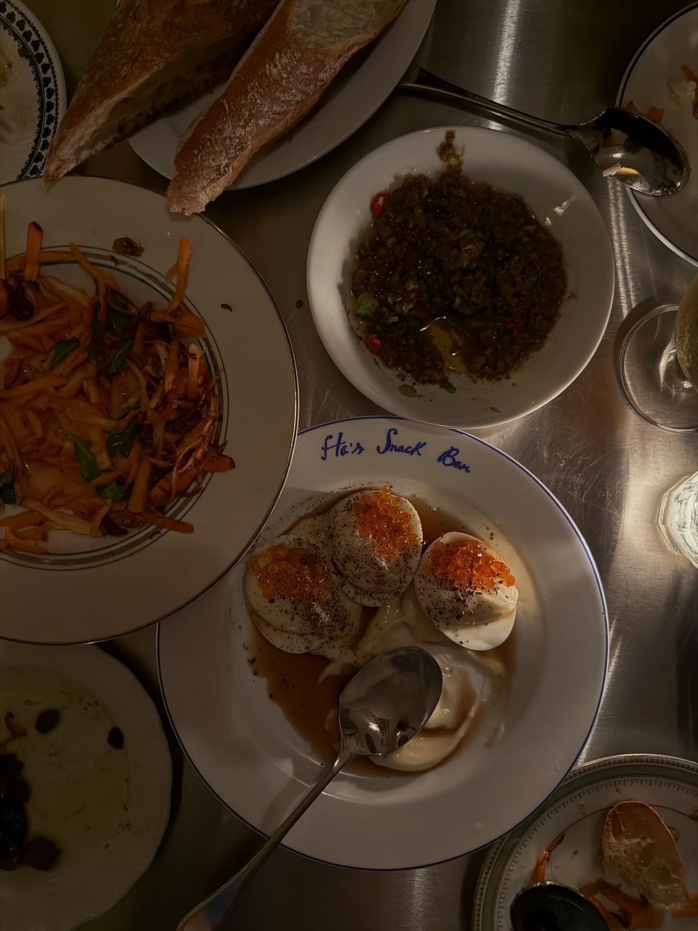 I was in nyc recently and here are some of the best things I ate! Let me know what I need to try next time! 
1. My whole meal at @has_dac_biet - but esp these eggs!
2. Chai sticky bun @libraebakery 
3. Tuna melt and matzoh ball soup @sandplunch 
4.  