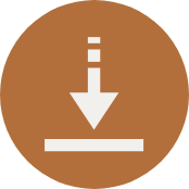 Download icon with downward arrow inside a brown circle