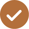 Checkmark icon inside a brown circle