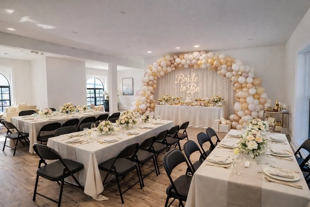 Neutral never means boring ✨

This bridal shower setup is all about soft textures, warm tones, and intentional design.
Black chairs grounded with linen tables, creamy florals, and an understated &ldquo;Bride to Be&rdquo; moment &mdash; timeless, calm