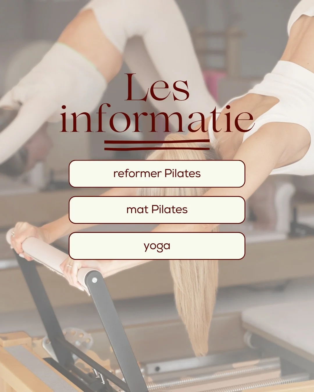 Lesinformatie Roots Aalsmeer ✨

Twijfel je welke les het beste bij je past? We helpen je graag op weg. Onze lessen zijn er voor iedereen. Ook, en juist, als je nog nooit (Reformer) Pilates hebt gedaan. Je hoeft dus geen ervaring te hebben om te begin