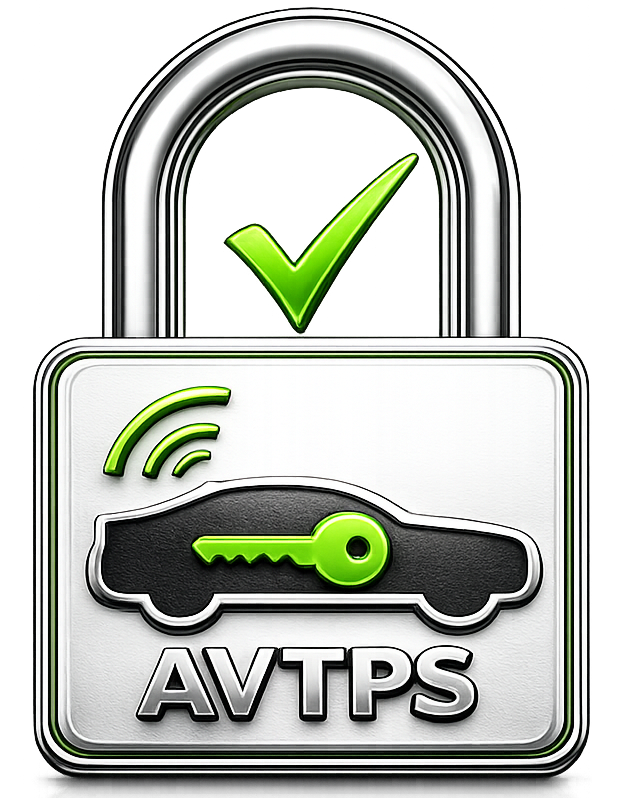 AVTPS logo, Vehicle Security, Lock, Key