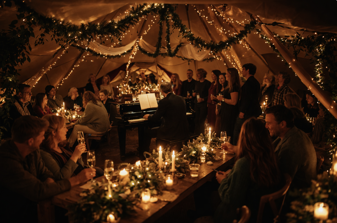 Candlelight, festive singalong, food and drink - a cosy intimate evening to fall in love with xmas