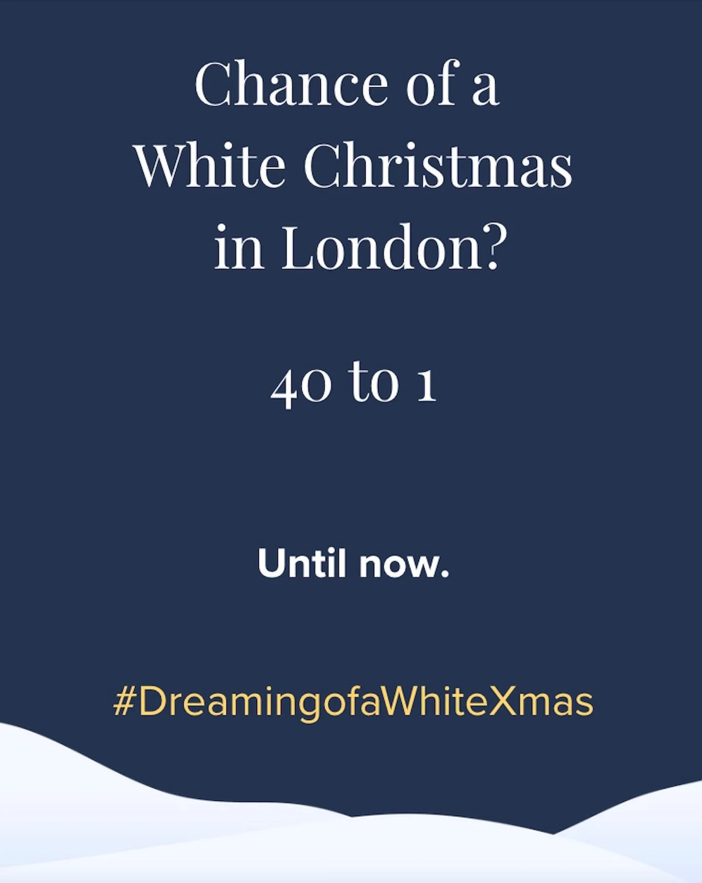 That&rsquo;s the chance of a White Christmas in London ❄️

Beautiful. Impossibly rare. Unpredictable. 

So we decided not to leave it to chance.
 
This December, inside the secret walled gardens of Fulham Palace, we&rsquo;re creating the White Christ