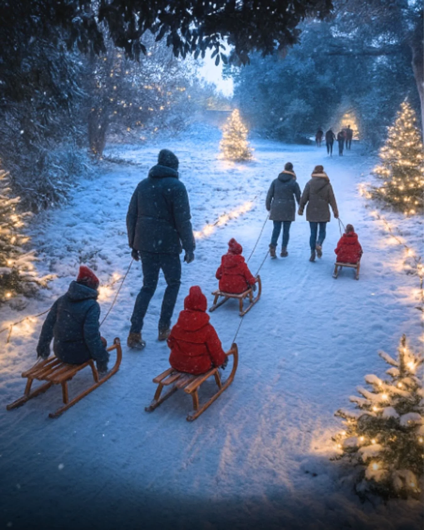 Next stop on our journey to see Santa - Toboggan Lane ❄️

Pull your little ones along on a vintage sledge and glide gently through the snow. 

Laughter fills the frosty air, fairy lights shimmer all around, and rows of Christmas trees sparkle softly 