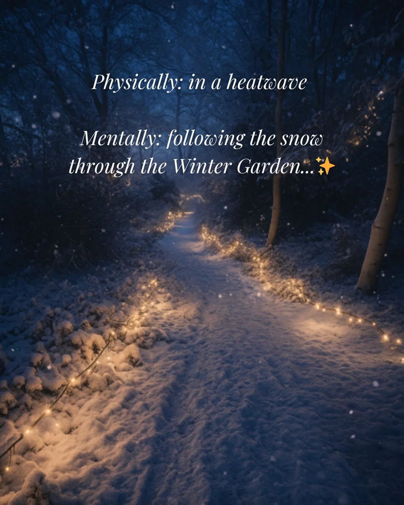 As London shimmers in the summer heat&hellip; ☀️

We&rsquo;re cooling down by imagining somewhere rather different ❄️✨

Snow drifting softly through the Winter Garden.
Lanterns glowing beneath the trees.
The crunch of frosted pathways beneath you