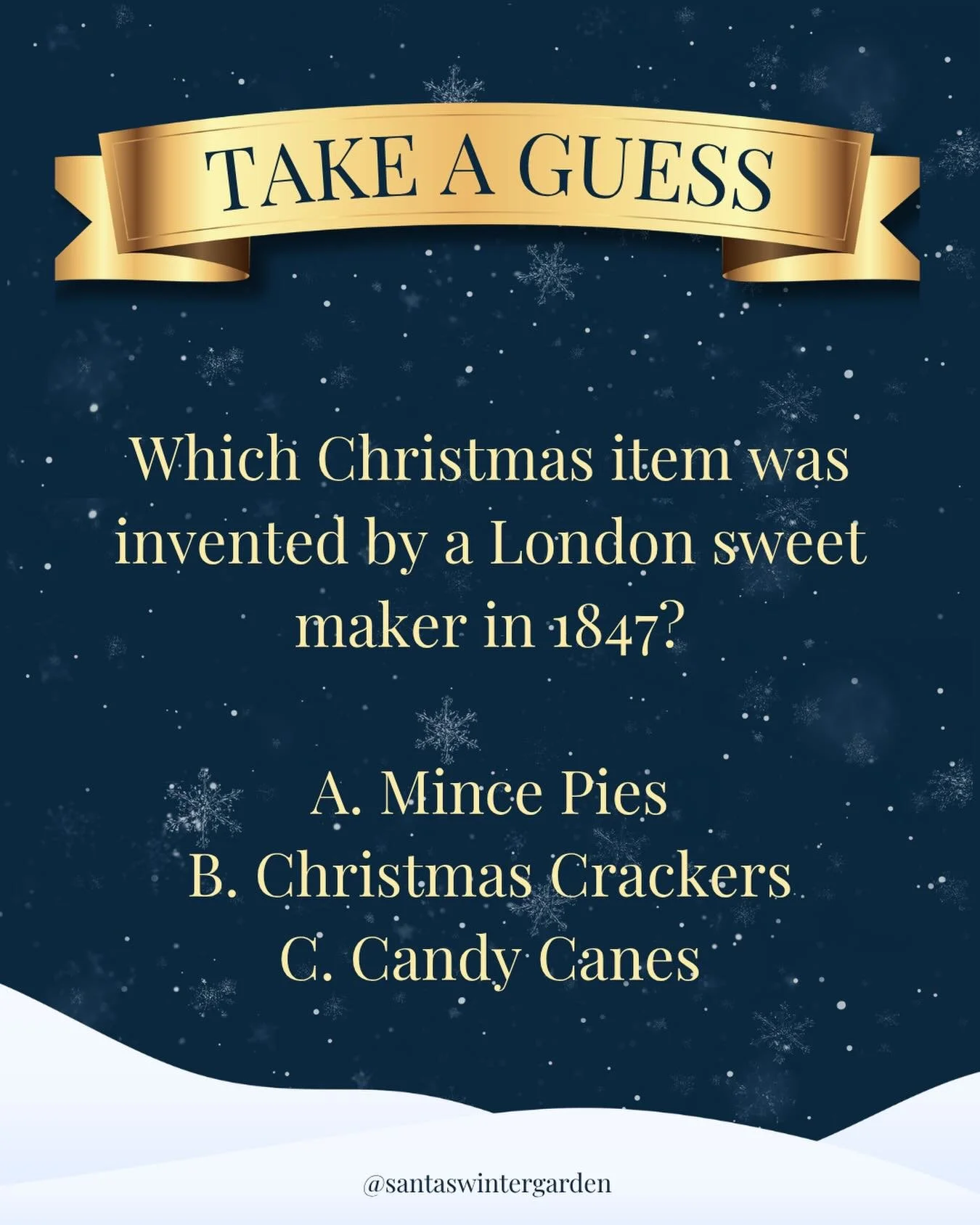 A little Christmas question for you&hellip; ✨

Many of the festive traditions we enjoy today can trace their origins back to Victorian Britain. In fact, one Christmas favourite was invented by a London sweet maker in 1847 and went on to become a stap