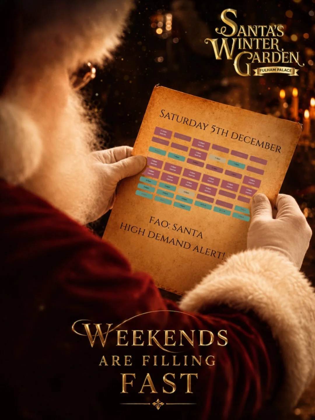 We&rsquo;ve been peeking at Santa&rsquo;s calendar, and it&rsquo;s filling up wonderfully...✨

Weekend visits to Santa&rsquo;s Winter Garden are disappearing faster than a plate of Christmas cookies! 

If you&rsquo;ve been dreaming of stepping beyond