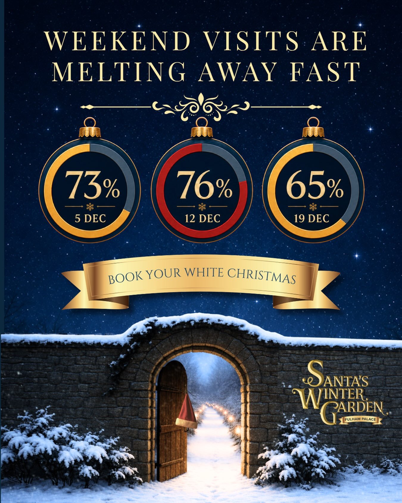 The most magical dates are being snapped up, and many of our weekend visits are now almost fully booked ❄️

If you&rsquo;ve been dreaming of wandering beneath twinkling lights, following the snowy trail and sharing a truly special visit with Santa th