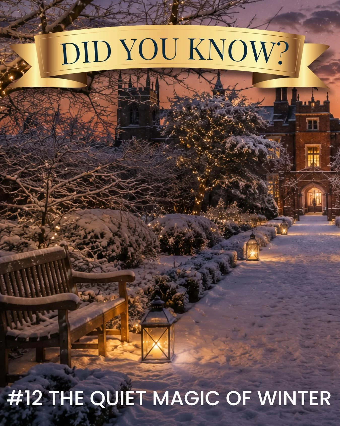 Did you know...? ❄️

Fresh snow can absorb sound, which is why snowy evenings often feel so wonderfully quiet.

It&rsquo;s one of winter&rsquo;s little pieces of magic. 

The world seems to slow down.
Footsteps become softer.
Voices grow quieter.

An