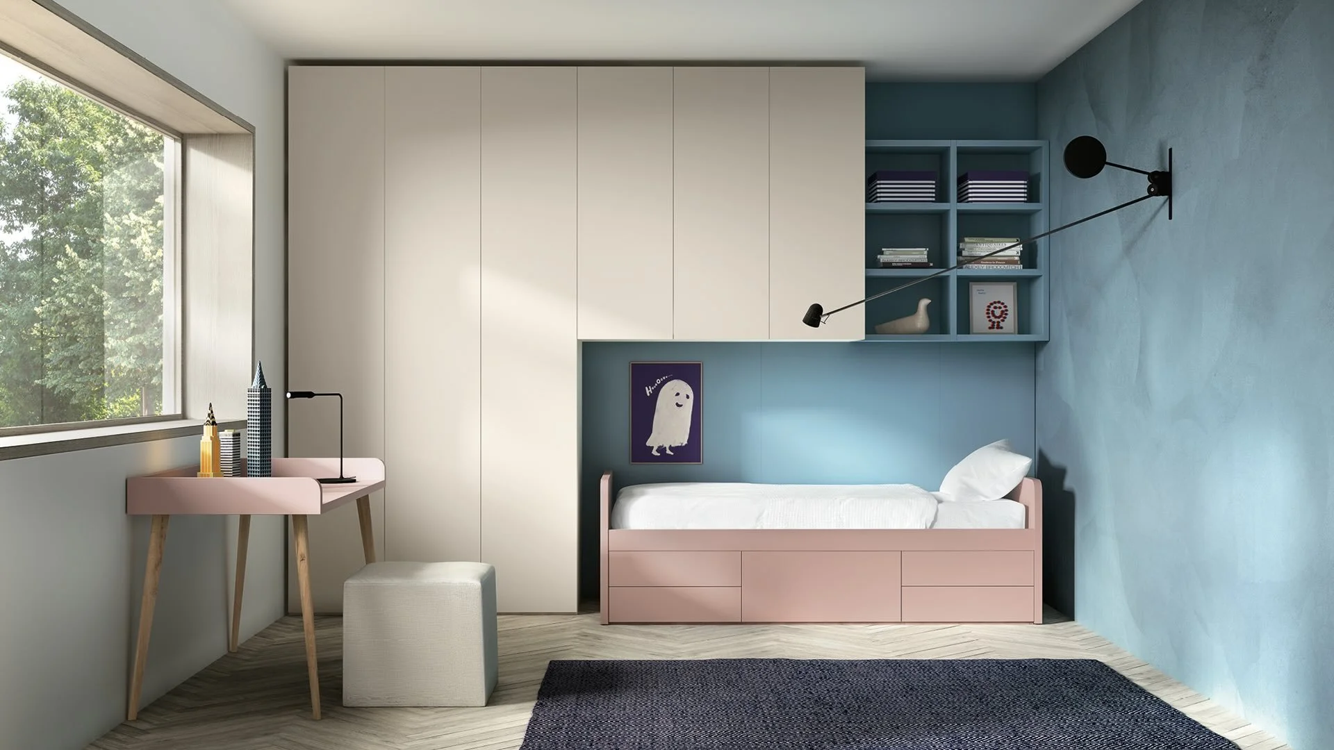 Siloma Set K13 Italian kids bedroom with pink daybed and storage drawers – ArkNova Interiors Cyprus