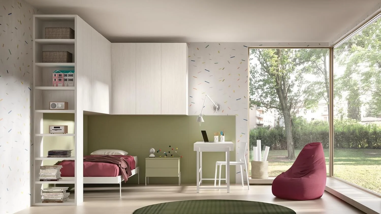 Italian Siloma Set K18 fun children's bedroom with colorful modular shelving at ArkNova Interiors Paphos Cyprus