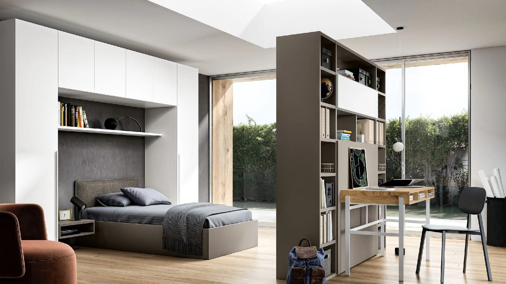Siloma Set Y09 Italian kids bedroom with room divider storage unit and study area – ArkNova Interiors Cyprus