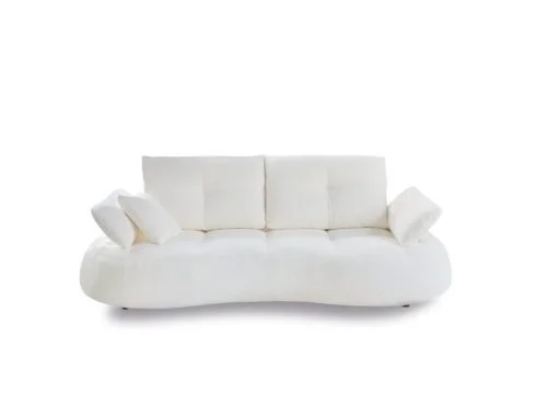 Miki Ferrari Loona Italian white curved three-seater sofa, modern design at ArkNova Interiors Paphos showroom in Cyprus