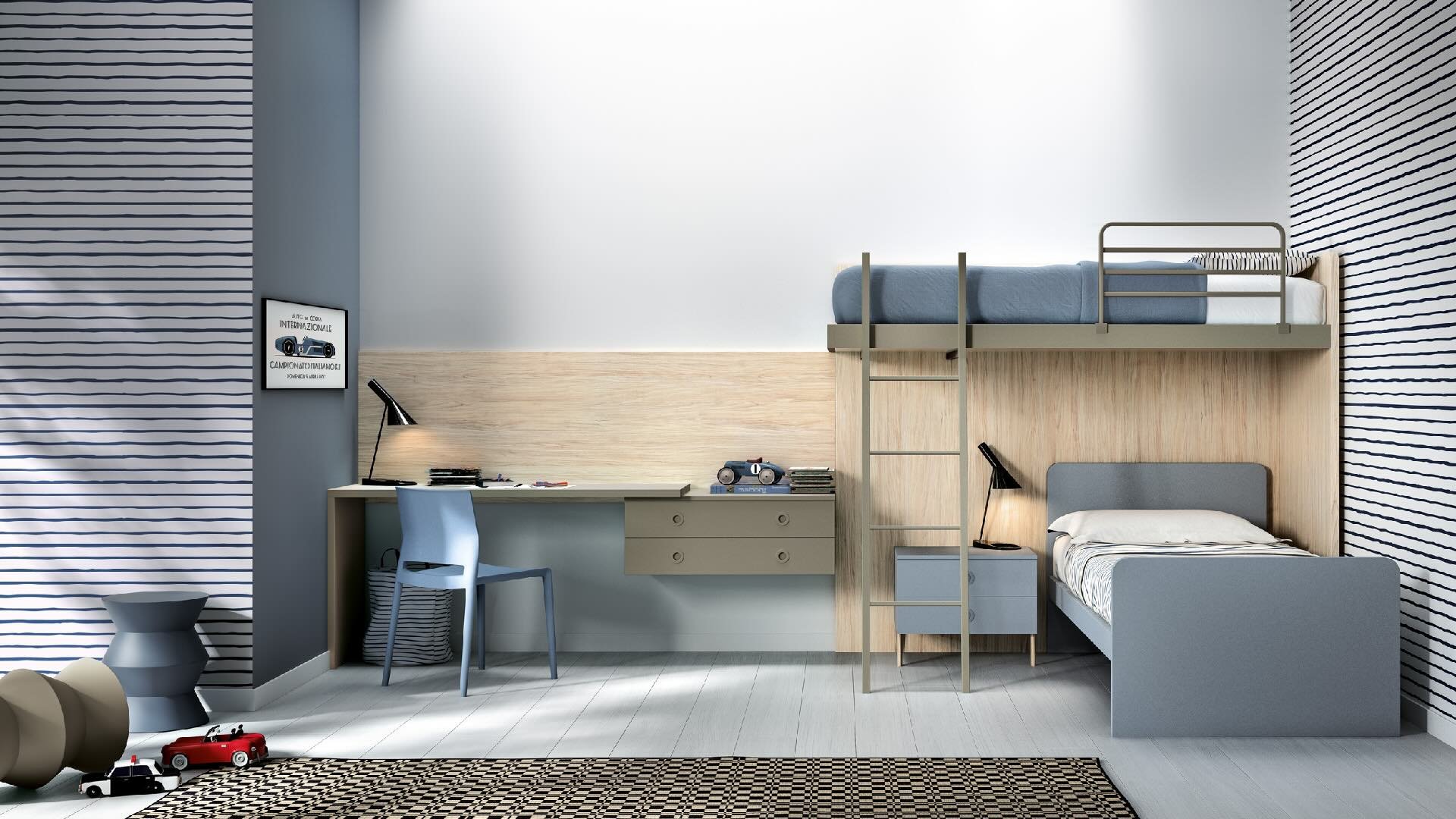 Siloma Set K16 Italian kids bedroom with bunk bed and study desk – ArkNova Interiors Cyprus