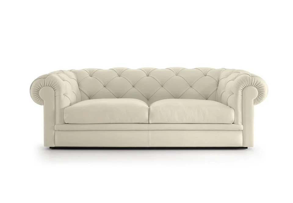Albani Divani Chesterfield Cloud Italian cream three-seater sofa, classic tufted design at ArkNova Interiors Paphos showroom in Cyprus