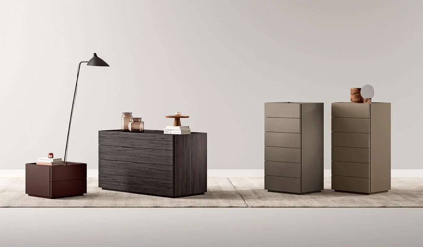 Italian Cinquepuntozero Tray modern bedroom dresser and side tables at ArkNova Interiors Paphos showroom in Cyprus