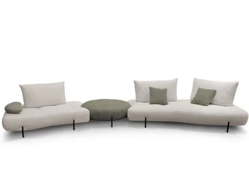 Miki Ferrari Arke Italian white curved modular sofa with ottoman, modern design at ArkNova Interiors Paphos showroom in Cyprus