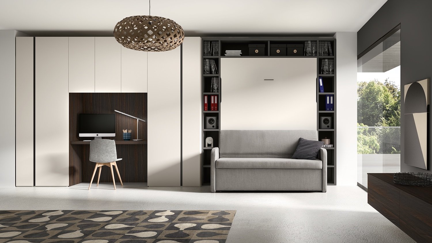 Italian Siloma smart working home office wardrobe with integrated storage and clean design at ArkNova Interiors Paphos Cyprus