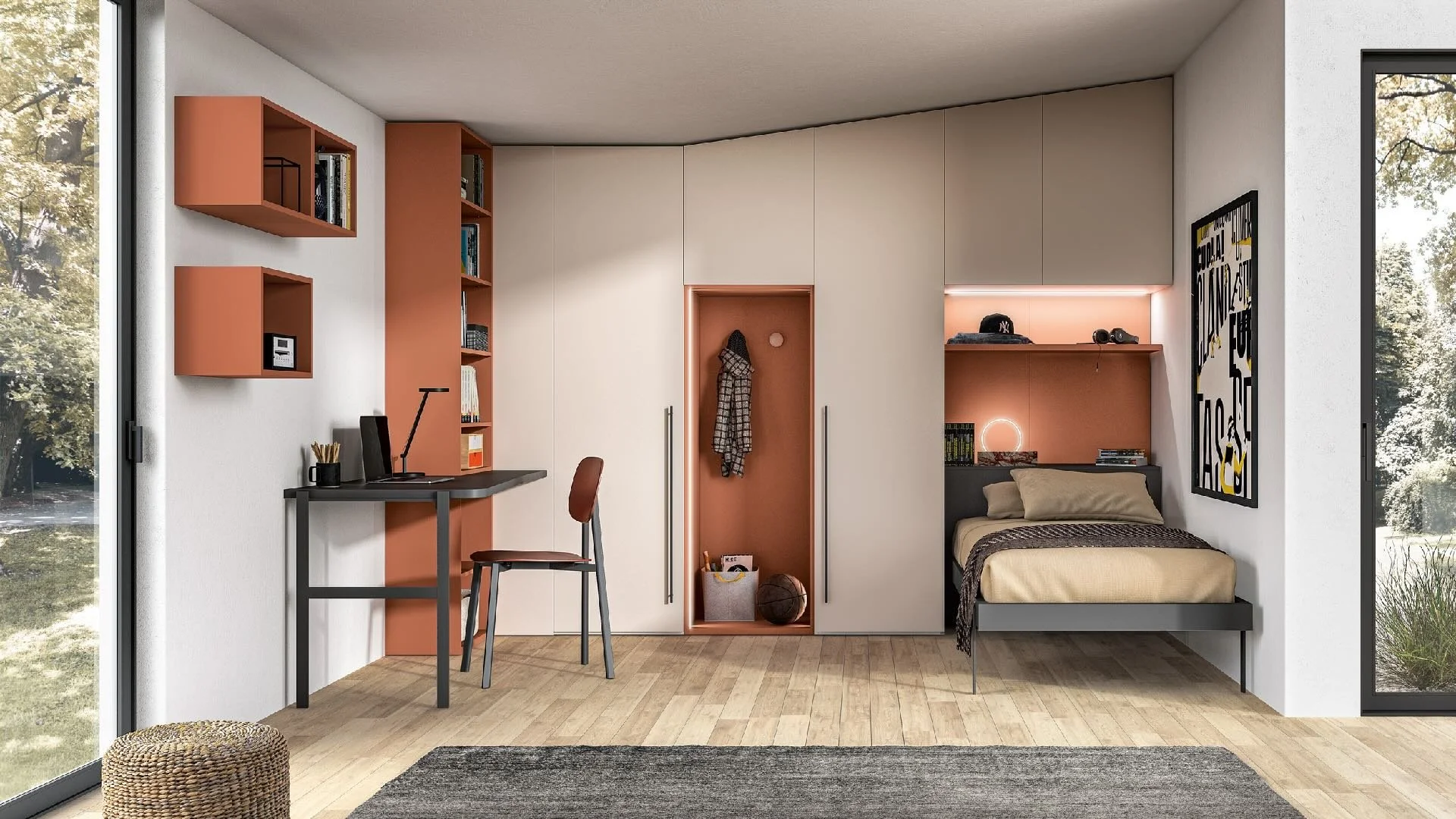 Siloma Set K11 Italian kids bedroom with terracotta accents and single bed – ArkNova Interiors Cyprus