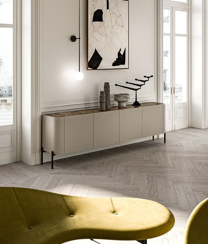 Antares Cucine AS10 Italian sideboard with marble top and metal legs, available at ArkNova Interiors Cyprus