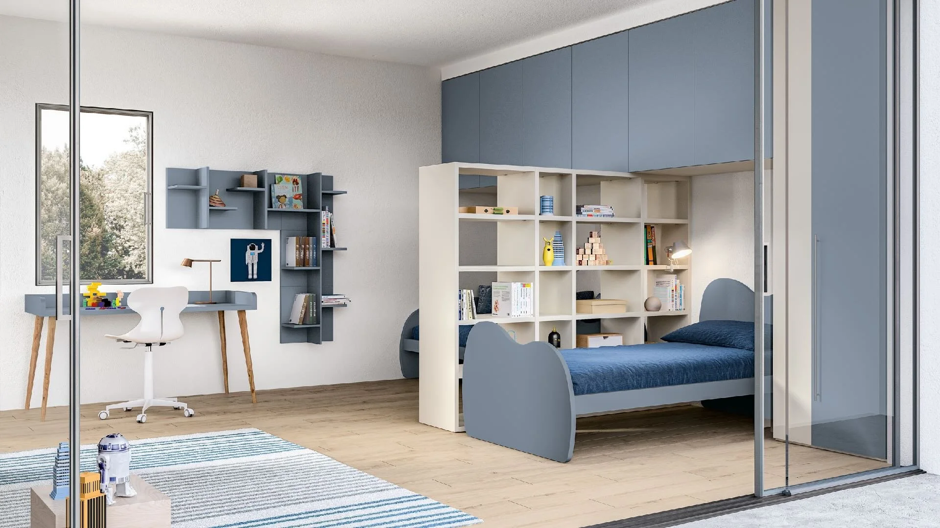 Siloma Set K12 Italian kids bedroom with cloud-shaped bed and modular storage – ArkNova Interiors Cyprus