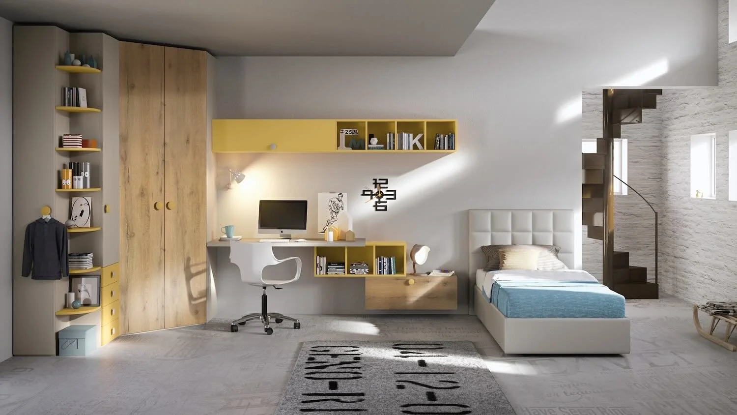 Italian Siloma Set K15 cheerful children's bedroom in pink and yellow tones at ArkNova Interiors Paphos showroom in Cyprus