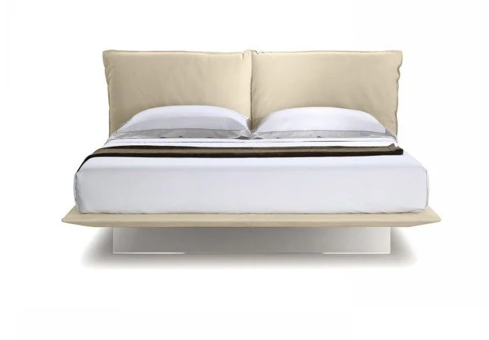 Italian Sky bed by Albani Divani with elegant beige floating platform design at ArkNova Interiors Paphos Cyprus