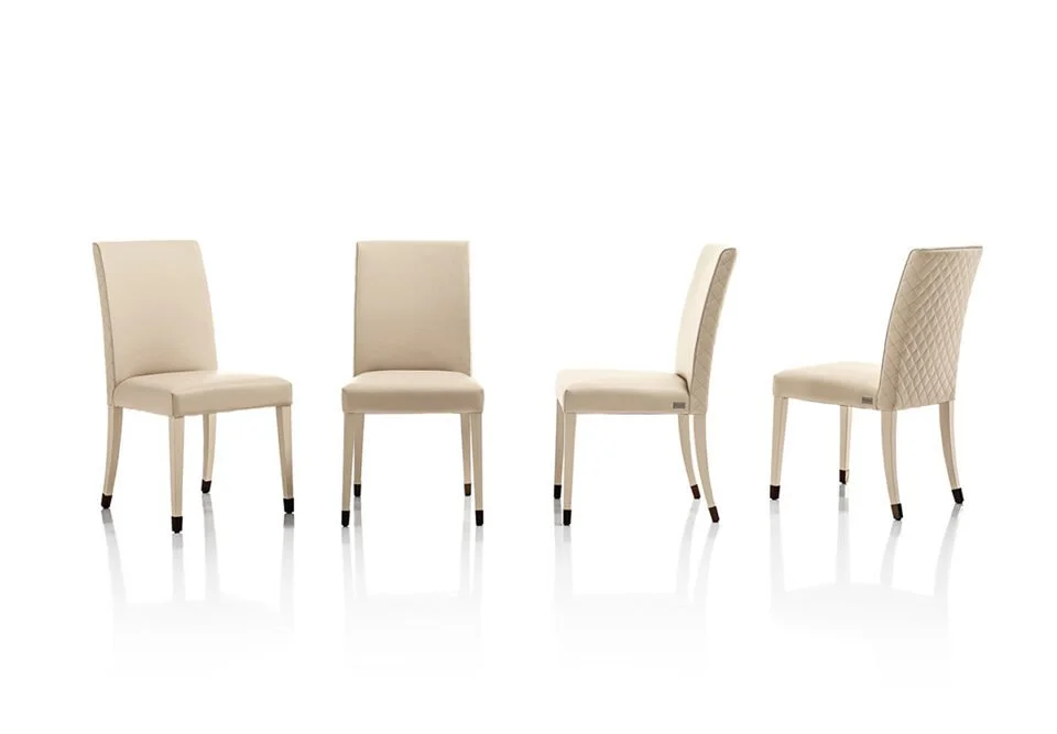 Albani Divani Beatrice Italian beige dining chair with quilted back detail at ArkNova Interiors Paphos showroom in Cyprus