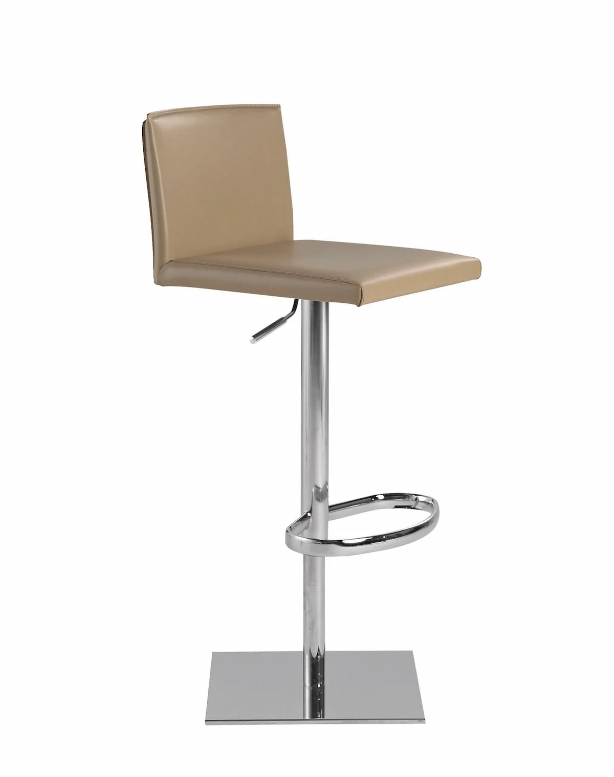Frag Lilly GP Italian beige leather bar stool with chrome base and footrest at ArkNova Interiors Paphos showroom in Cyprus