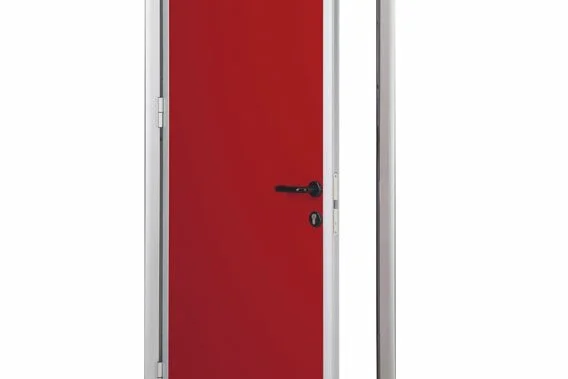 Novoferm Kora Fill Italian red hinged interior door with black handle at ArkNova Interiors Paphos Cyprus