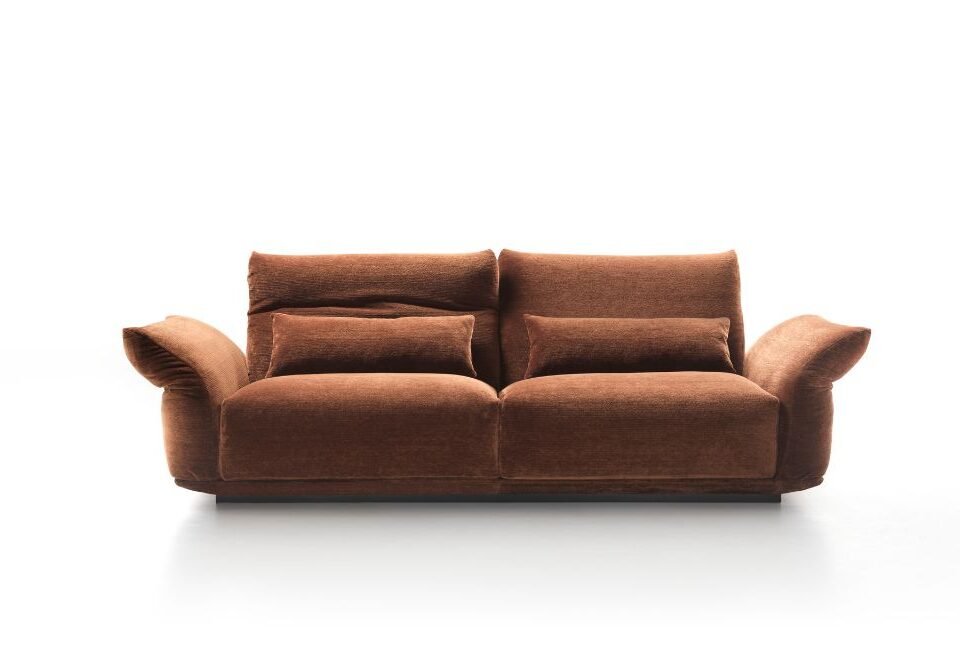 Albani Divani 20 Low Italian brown low two-seater sofa, modern design at ArkNova Interiors Paphos showroom in Cyprus