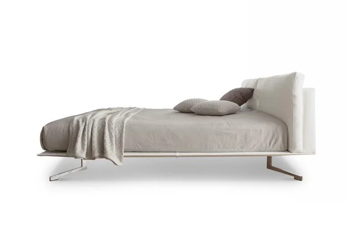 Italian Twelve bed by Albani Divani with sleek white modern design and low profile at ArkNova Interiors Paphos Cyprus