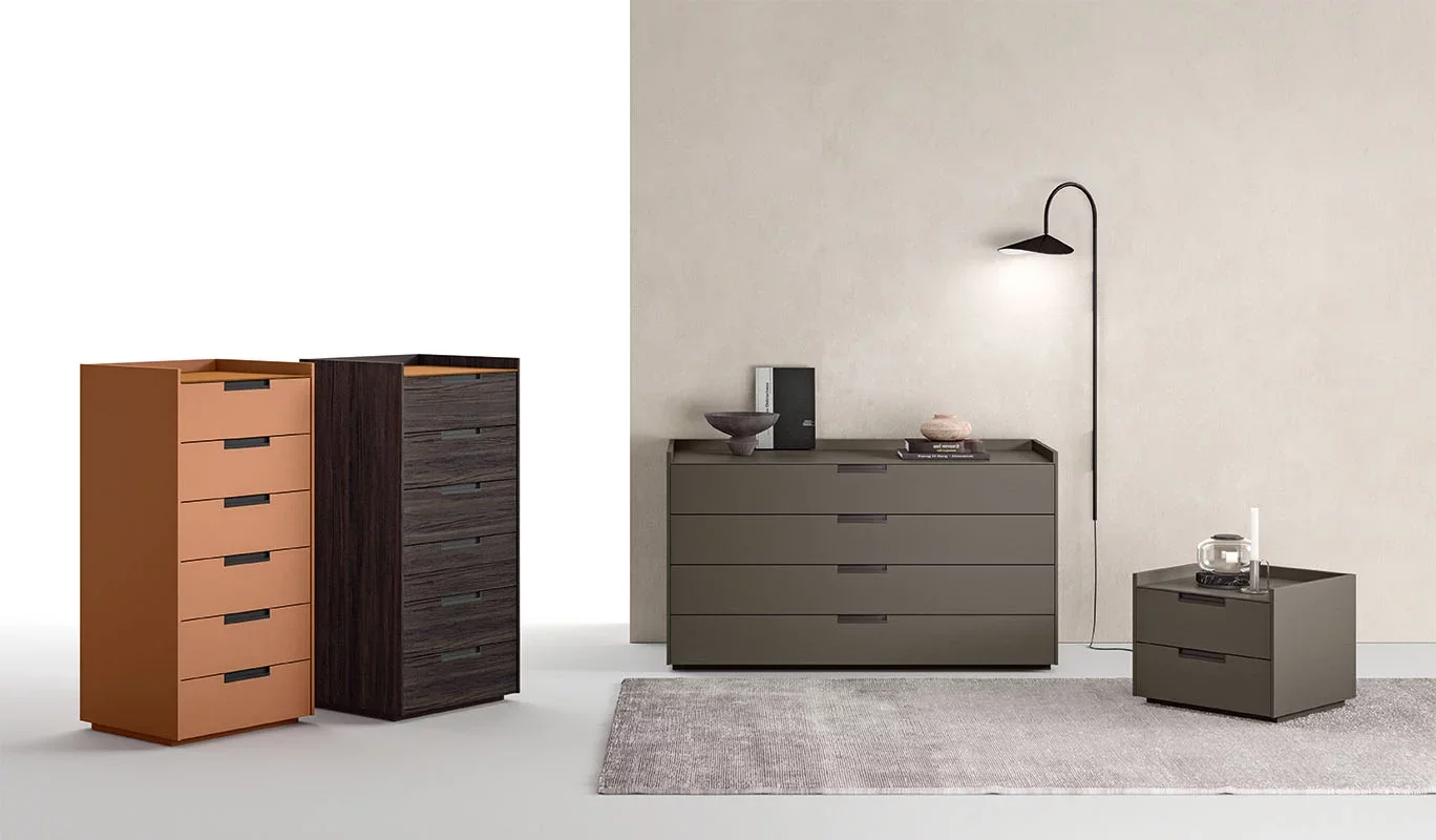 Italian Cinquepuntozero Sella modern bedroom dresser and nightstand collection at ArkNova Interiors Paphos Cyprus