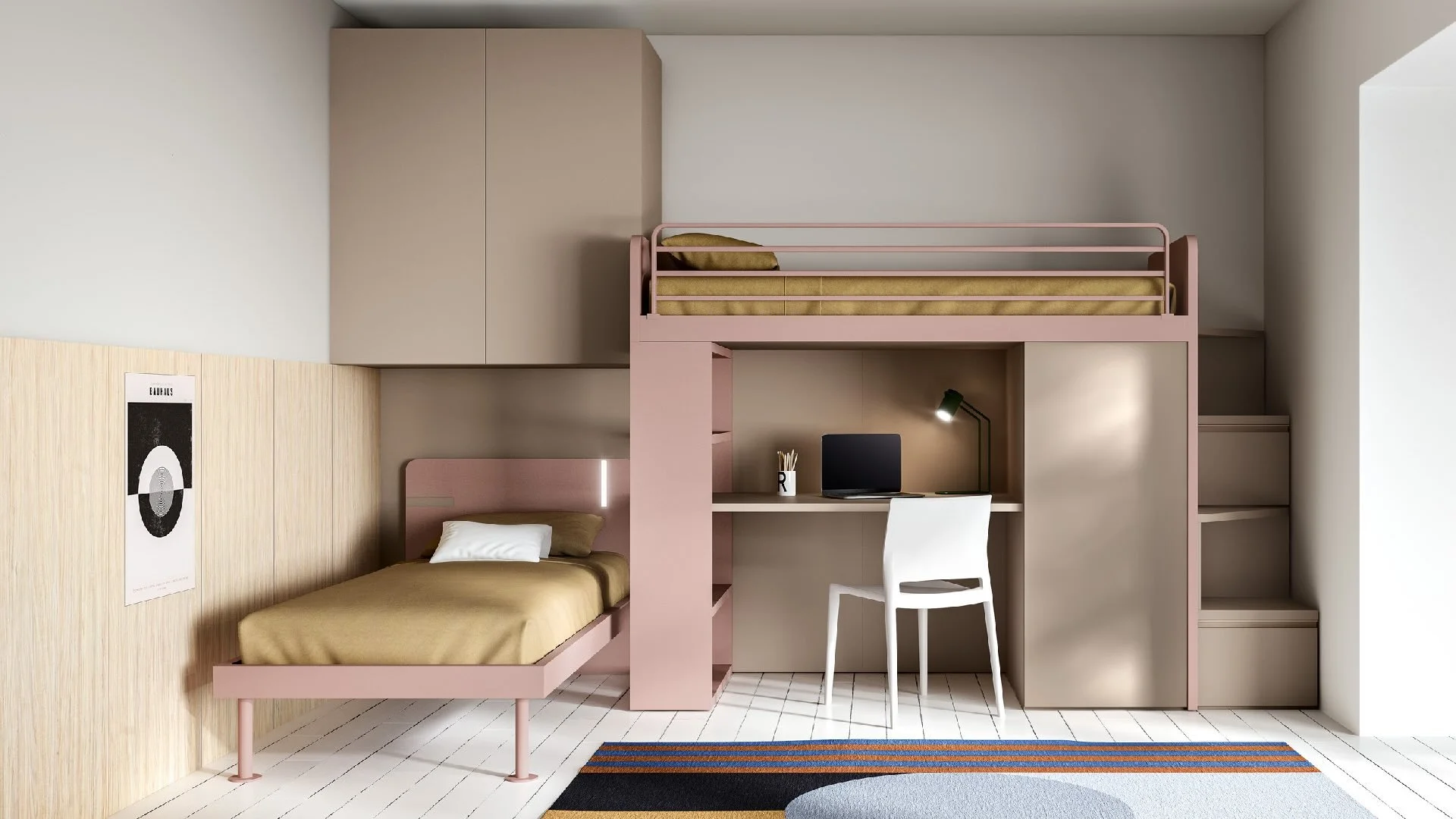 Siloma Set K18 Italian kids loft bed with integrated desk and storage – ArkNova Interiors Cyprus