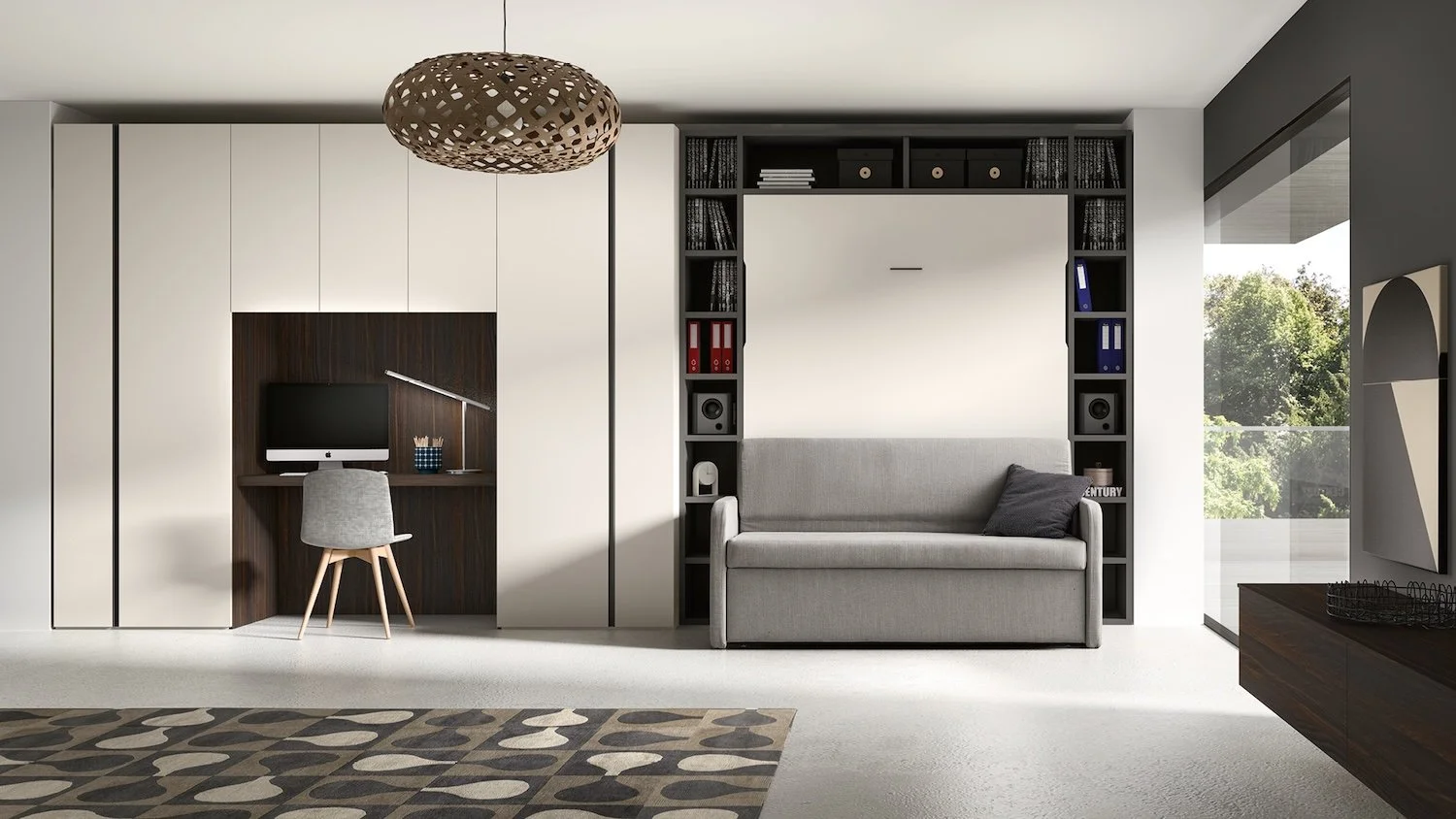 Italian Siloma modern smart working and home office storage solution at ArkNova Interiors Paphos showroom in Cyprus
