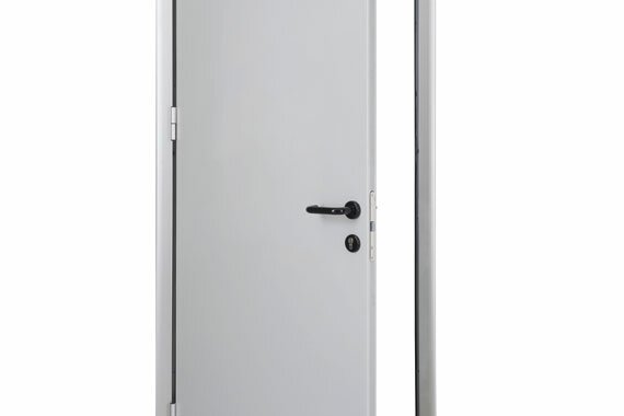 Novoferm Kora Basic Italian light gray hinged interior door with black handle at ArkNova Interiors Paphos Cyprus