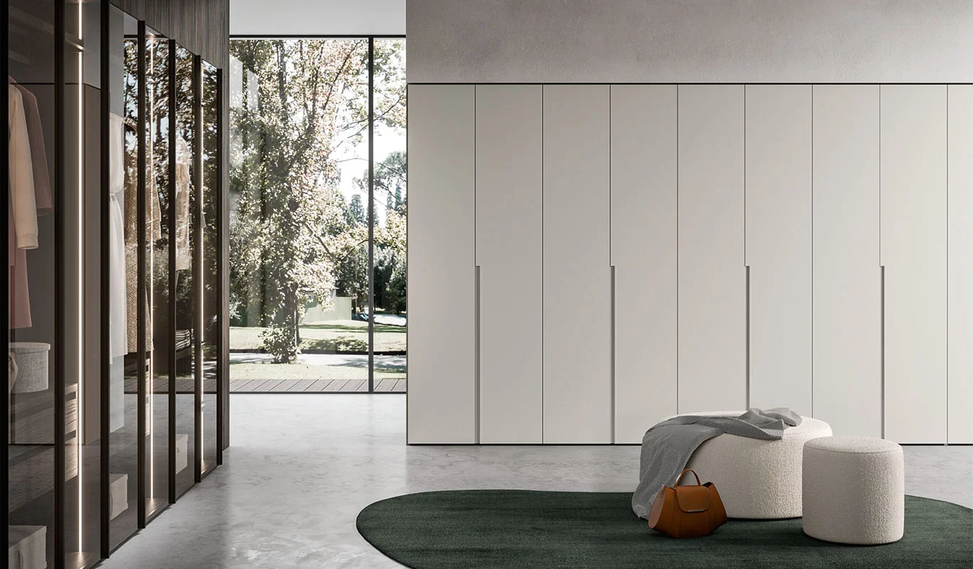Cinquepuntozero Italian modern dressing room and wardrobe system with open shelving and minimalist design, part of our premium interior solutions | ArkNova Interiors | Cyprus