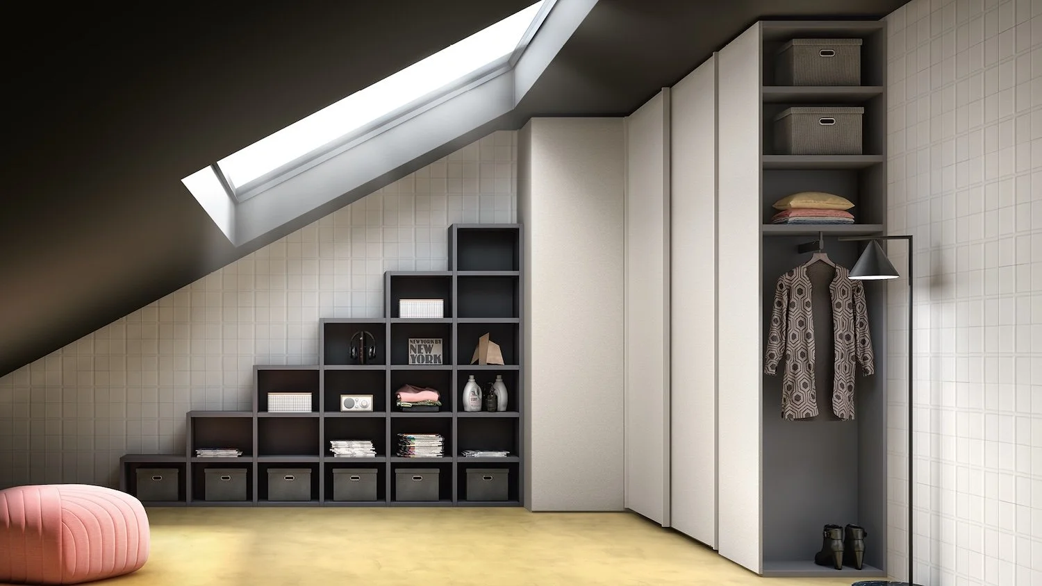 Italian Siloma modular hobby room wardrobe with open shelving and smart organization at ArkNova Interiors Paphos Cyprus