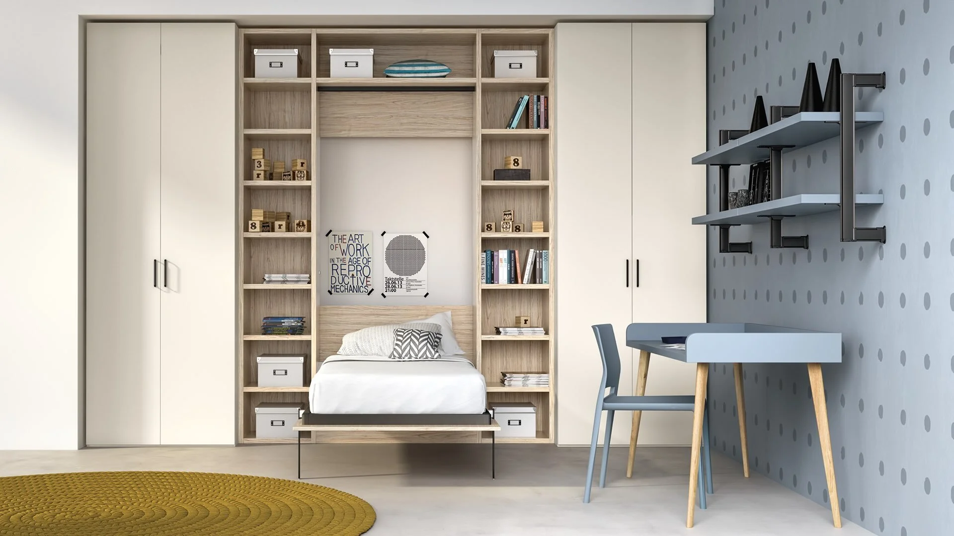 Siloma Set K08 Italian kids bedroom with bridge wardrobe over the bed and study desk – ArkNova Interiors Cyprus